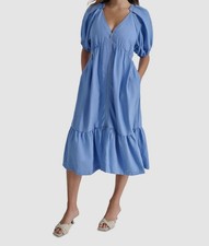 DKNY Women's Blue Solid V-Neck