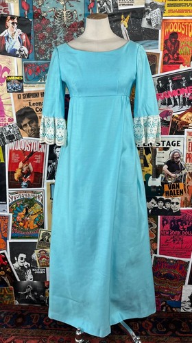 Vtg 60s blue white lace - vtg,